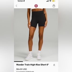 Lululemon Wunder Under high rise short 6”